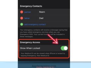 Emergency Contacts on Lock Screen