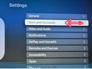 Select the Users and Accounts option