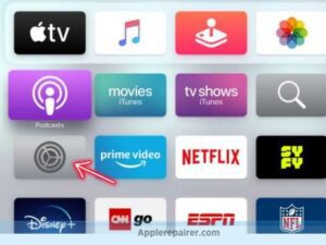 Go to your Apple TV and select the settings option.