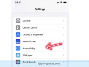 Scroll and Tap on "Accessibility"