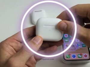 Close the charging case and place your AirPods inside. Wait 30 seconds before starting.