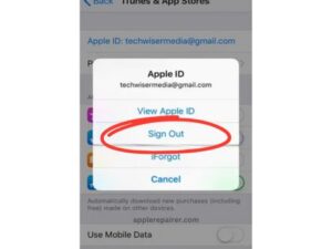 On the pop-up box, click "Sign Out" to log out of your Apple ID.